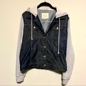Denim Jacket with Heather Gray Cotton Sleeves